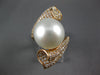 LARGE 1.44CT DIAMOND & AAA SOUTH SEA PEARL 18KT ROSE GOLD CRISS CROSS LEAF RING