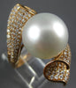 LARGE 1.44CT DIAMOND & AAA SOUTH SEA PEARL 18KT ROSE GOLD CRISS CROSS LEAF RING