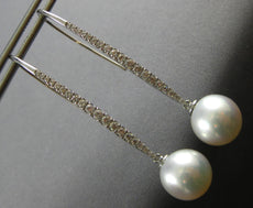 .57CT DIAMOND & AAA SOUTH SEA PEARL 18K WHITE GOLD 3D LEVERBACK HANGING EARRINGS