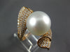 LARGE 1.44CT DIAMOND & AAA SOUTH SEA PEARL 18KT ROSE GOLD CRISS CROSS LEAF RING