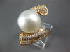 LARGE 1.44CT DIAMOND & AAA SOUTH SEA PEARL 18KT ROSE GOLD CRISS CROSS LEAF RING