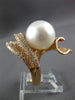 LARGE 1.44CT DIAMOND & AAA SOUTH SEA PEARL 18KT ROSE GOLD CRISS CROSS LEAF RING