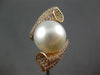 LARGE 1.44CT DIAMOND & AAA SOUTH SEA PEARL 18KT ROSE GOLD CRISS CROSS LEAF RING