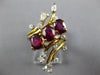 3.92CT DIAMOND & AAA RUBY 14KT 2 TONE GOLD MULTI SHAPE 3 STONE LEAF RING #26976