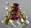 3.92CT DIAMOND & AAA RUBY 14KT 2 TONE GOLD MULTI SHAPE 3 STONE LEAF RING #26976