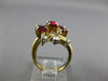 3.92CT DIAMOND & AAA RUBY 14KT 2 TONE GOLD MULTI SHAPE 3 STONE LEAF RING #26976