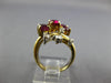 3.92CT DIAMOND & AAA RUBY 14KT 2 TONE GOLD MULTI SHAPE 3 STONE LEAF RING #26976