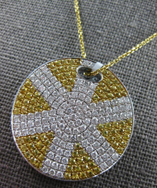 3.52CT DIAMOND & AAA YELLOW SAPPHIRE 18KT WHITE GOLD CIRCULAR STAR FUN PENDANT