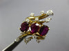 3.92CT DIAMOND & AAA RUBY 14KT 2 TONE GOLD MULTI SHAPE 3 STONE LEAF RING #26976