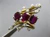 3.92CT DIAMOND & AAA RUBY 14KT 2 TONE GOLD MULTI SHAPE 3 STONE LEAF RING #26976