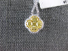 LARGE 1.13CT WHITE & FANCY YELLOW DIAMOND 14KT 2 TONE GOLD CLOVER FLOWER PENDANT