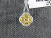 LARGE 1.13CT WHITE & FANCY YELLOW DIAMOND 14KT 2 TONE GOLD CLOVER FLOWER PENDANT