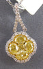 LARGE 1.13CT WHITE & FANCY YELLOW DIAMOND 14KT 2 TONE GOLD CLOVER FLOWER PENDANT
