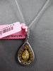 1.25CT WHITE & FANCY YELLOW DIAMOND 18KT 2 TONE GOLD SOLITAIRE TEAR DROP PENDANT