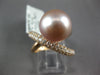 LARGE .76CT DIAMOND & AAA PINK SOUTH SEA PEARL 18K ROSE GOLD 3D CRISS CROSS RING