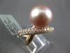 LARGE .76CT DIAMOND & AAA PINK SOUTH SEA PEARL 18K ROSE GOLD 3D CRISS CROSS RING
