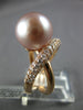 LARGE .76CT DIAMOND & AAA PINK SOUTH SEA PEARL 18K ROSE GOLD 3D CRISS CROSS RING