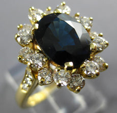4.55CT DIAMOND AAA SAPPHIRE 18KT YELLOW GOLD OVAL & ROUND FLOWER ENGAGEMENT RING