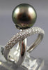 LARGE .76CT DIAMOND AAA TAHITIAN PEARL 18KT WHITE GOLD CRISS CROSS INFINITY RING