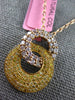1.25CT FANCY YELLOW & PINK DIAMOND 18KT YELLOW GOLD 3D DOUBLE CIRCULAR PENDANT