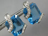 ESTATE 15.17CT DIAMOND & AAA BLUE TOPAZ 14K WHITE GOLD CLASSIC FUN STUD EARRINGS