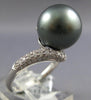 0.22CT DIAMOND & AAA TAHITIAN PEARL 14KT WHITE GOLD CLASSIC CRISS CROSS LOVE RING