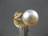 LARGE .27CT DIAMOND & AAA SOUTH SEA PEARL 18KT YELLOW GOLD DOUBLE LEAF LOVE RING