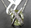 5.88CT DIAMOND & AAA GREEN AMETHYST 14KT WHITE GOLD OVAL X LOVE FLOATING PENDANT