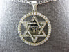 .58CT WHITE & BLACK DIAMOND 14KT WHITE GOLD STAR OF DAVID CHAI CIRCULAR PENDANT