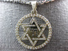 .58CT WHITE & BLACK DIAMOND 14KT WHITE GOLD STAR OF DAVID CHAI CIRCULAR PENDANT