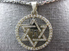 .58CT WHITE & BLACK DIAMOND 14KT WHITE GOLD STAR OF DAVID CHAI CIRCULAR PENDANT