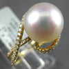 LARGE .42CT DIAMOND & AAA SOUTH SEA PEARL 18KT YELLOW GOLD 3D LOVE KNOT FUN RING