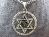 .58CT WHITE & BLACK DIAMOND 14KT WHITE GOLD STAR OF DAVID CHAI CIRCULAR PENDANT