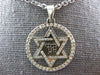 .58CT WHITE & BLACK DIAMOND 14KT WHITE GOLD STAR OF DAVID CHAI CIRCULAR PENDANT