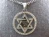 .58CT WHITE & BLACK DIAMOND 14KT WHITE GOLD STAR OF DAVID CHAI CIRCULAR PENDANT