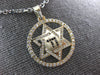 .58CT WHITE & BLACK DIAMOND 14KT WHITE GOLD STAR OF DAVID CHAI CIRCULAR PENDANT