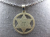 .58CT WHITE & BLACK DIAMOND 14KT WHITE GOLD STAR OF DAVID CHAI CIRCULAR PENDANT