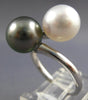 ESTATE AAA TAHITIAN PEARL & SOUTH SEA PEARL 14K WHITE GOLD CRISS CROSS LOVE RING