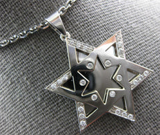 .52CT DIAMOND 14K WHITE GOLD STAR OF DAVID DOUBLE PLATED ETOILE FLOATING PENDANT
