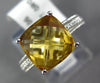 ESTATE 2.56CT DIAMOND & AAA CITRINE 14KT WHITE GOLD 3D CUSHION & ROUND FUN RING