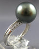 LARGE .07CT DIAMOND & AAA TAHITIAN PEARL 14KT WHITE GOLD CLASSIC ENGAGEMENT RING