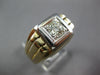 LARGE .65CT DIAMOND 14KT 2 TONE GOLD 3D ROUND SOLITAIRE SQUARE MENS RING #27030