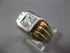 LARGE .65CT DIAMOND 14KT 2 TONE GOLD 3D ROUND SOLITAIRE SQUARE MENS RING #27030