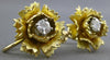 ANTIQUE LARGE .60CT DIAMOND 14KT YELLOW GOLD 3D FLOWER SCREWBACK EARRINGS #26760