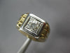 LARGE .65CT DIAMOND 14KT 2 TONE GOLD 3D ROUND SOLITAIRE SQUARE MENS RING #27030