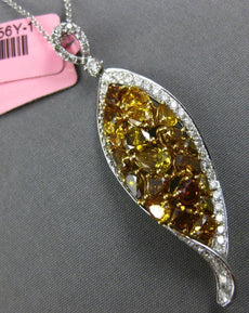 5.58CT WHITE & INTENSE FANCY YELLOW DIAMOND 18K 2 TONE GOLD 3D TEAR DROP PENDANT