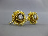 ANTIQUE LARGE .60CT DIAMOND 14KT YELLOW GOLD 3D FLOWER SCREWBACK EARRINGS #26760