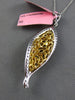 5.58CT WHITE & INTENSE FANCY YELLOW DIAMOND 18K 2 TONE GOLD 3D TEAR DROP PENDANT
