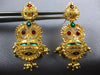 LARGE .22CT DIAMOND & ENAMEL 22KT YELLOW GOLD CHANDELIER HANGING EARRINGS #26949