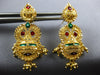 LARGE .22CT DIAMOND & ENAMEL 22KT YELLOW GOLD CHANDELIER HANGING EARRINGS #26949